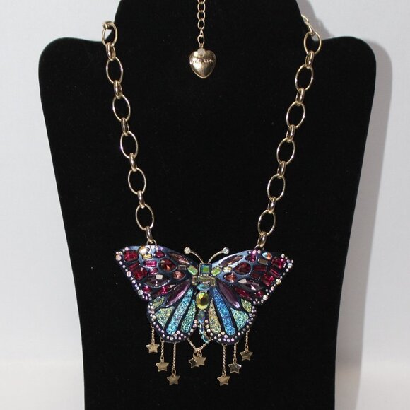 Betsey Johnson Large Butterfly Statement Necklace - Picture 4 of 16